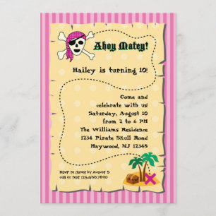 Invitación al cumpleaños del Chica Pirata