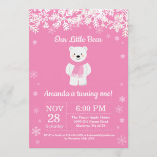 Invitación al cumpleaños del Chica Polar Bear Wint