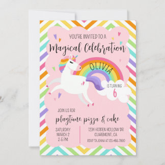 Invitación al cumpleaños del Chica Rainbow Unicorn