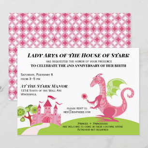 Invitación al cumpleaños del Chica rosa y verde de
