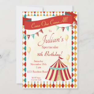 Invitación al cumpleaños del circo, carnaval edita