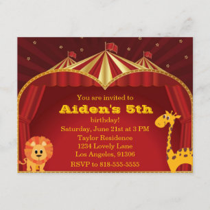Invitación al cumpleaños del circo infantil