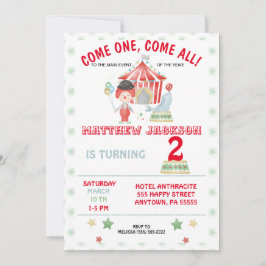 Invitación al cumpleaños del Circo, ¡ven primero, 