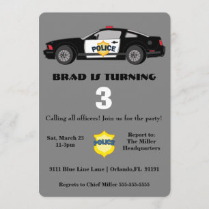 Invitación al cumpleaños del coche de la policía