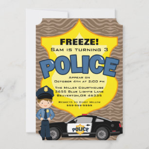 Invitación al cumpleaños del coche de policía de m