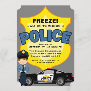 Invitación al cumpleaños del coche de policía de m