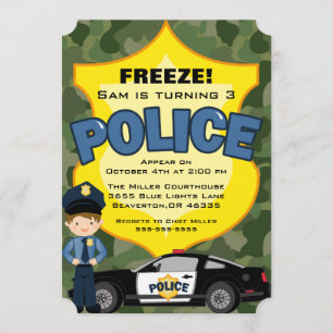 Invitación al cumpleaños del coche de policía de m