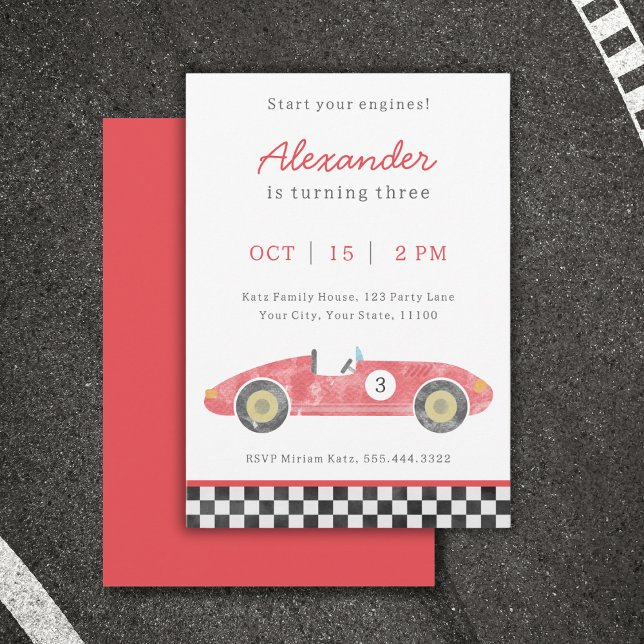 Invitación al cumpleaños del coche de raza roja (Subido por el creador)