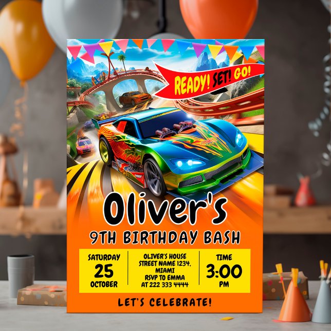 Invitación al cumpleaños del coche, invitación al  (Subido por el creador)