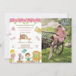 Invitación al cumpleaños del día del libro con fot
