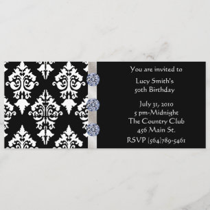 Invitación al cumpleaños del diamante blanco y neg