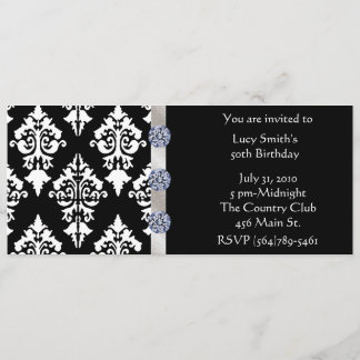 Invitación al cumpleaños del diamante blanco y neg