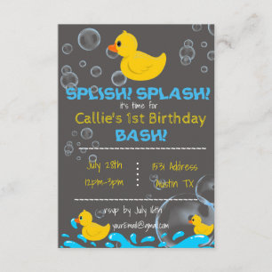 Invitación al cumpleaños del duque de goma Bath Ti