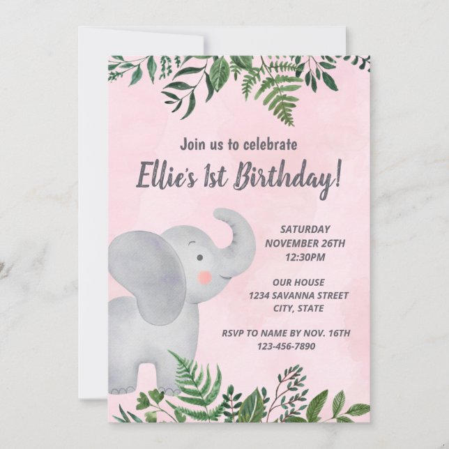 Invitación al cumpleaños del elefante (Anverso)