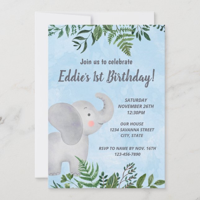 Invitación al cumpleaños del elefante (Anverso)