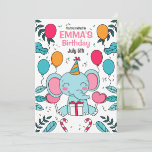 Invitación al cumpleaños del elefante, animales de