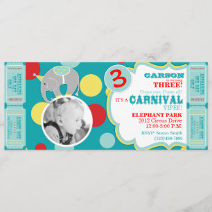 Invitación al cumpleaños del elefante circo