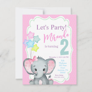 Invitación al cumpleaños del elefante, invitación 