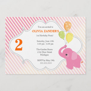 Invitación al cumpleaños del elefante rosa