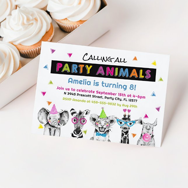 Invitación al cumpleaños del fiesta Animal (Party Animal Birthday Invitation)