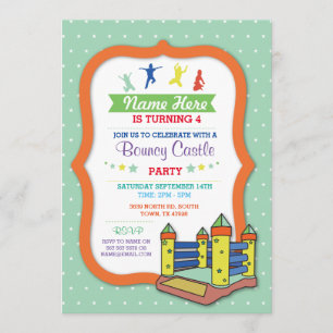 Invitación al cumpleaños del Fiesta Bouncy Castle