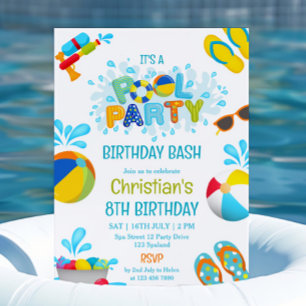 Invitación al cumpleaños del Fiesta Boy Pool