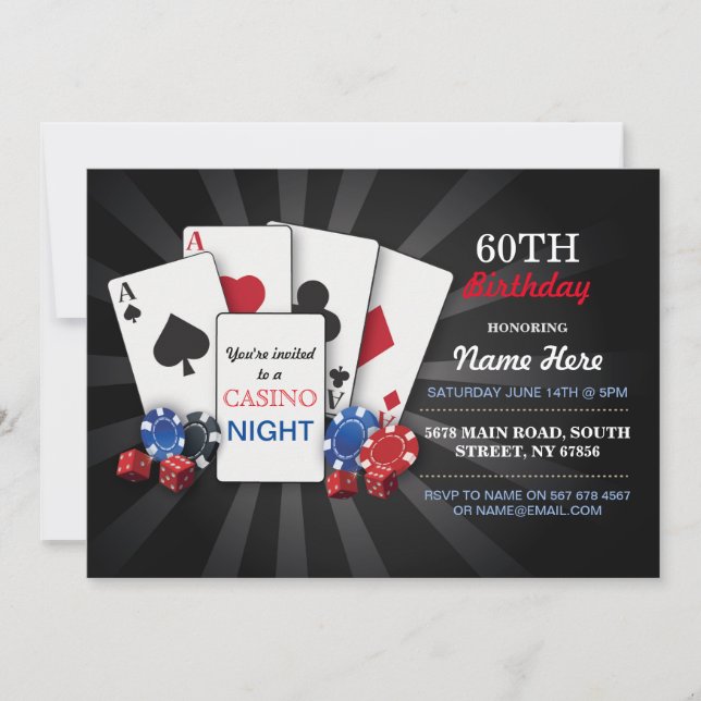Invitación al cumpleaños del Fiesta Casino Night L (Anverso)