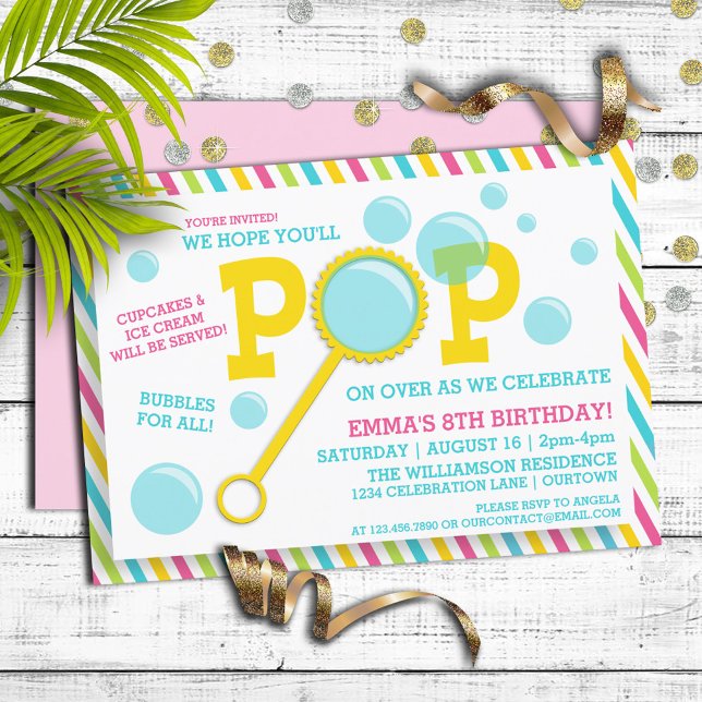 Invitación al cumpleaños del Fiesta de burbujas de (Subido por el creador)