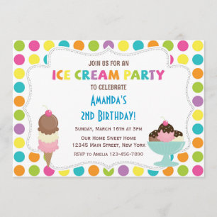 Invitación al cumpleaños del Fiesta de helados