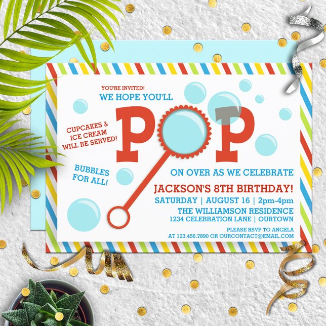 Invitación al cumpleaños del Fiesta de la burbuja  (Subido por el creador)