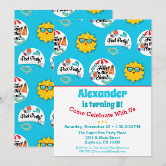 Invitación al cumpleaños del Fiesta de la piscina