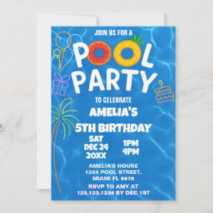 Invitación al cumpleaños del Fiesta de la piscina 