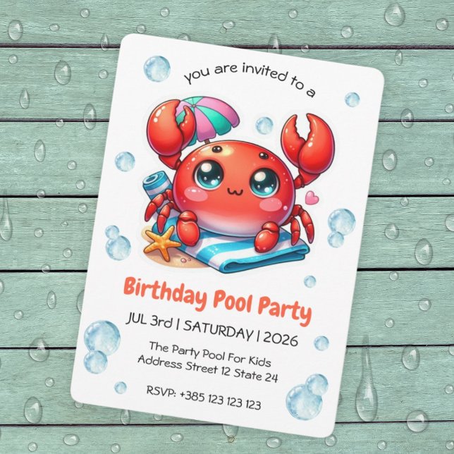 Invitación al cumpleaños del Fiesta de la piscina  (Subido por el creador)