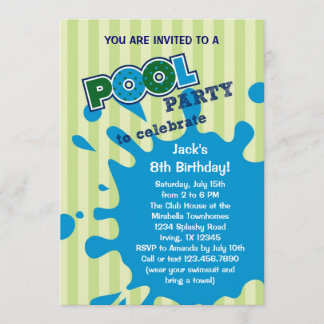 Invitación al cumpleaños del Fiesta de la piscina