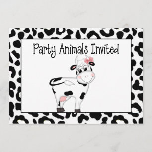 Invitación al cumpleaños del Fiesta de vaca Animal