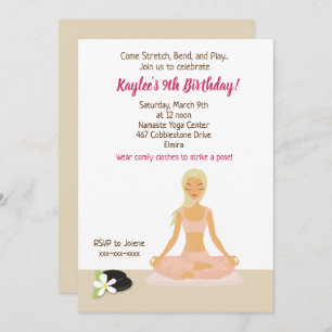 Invitación al cumpleaños del Fiesta de Yoga Chica