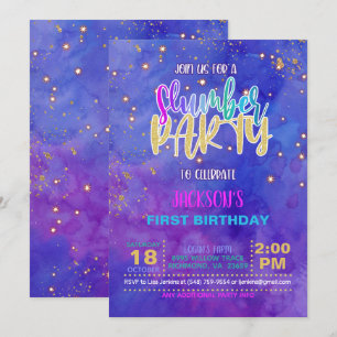 Invitación al cumpleaños del Fiesta del Slumber Ga