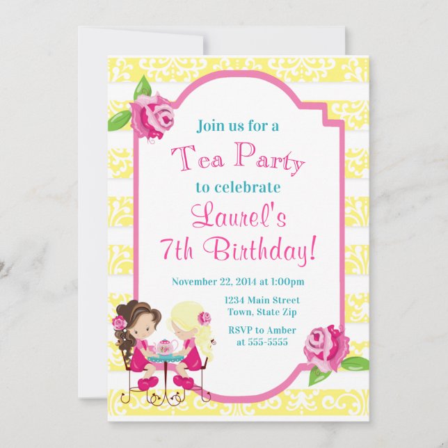 Invitación al cumpleaños del Fiesta del té Invitac (Anverso)