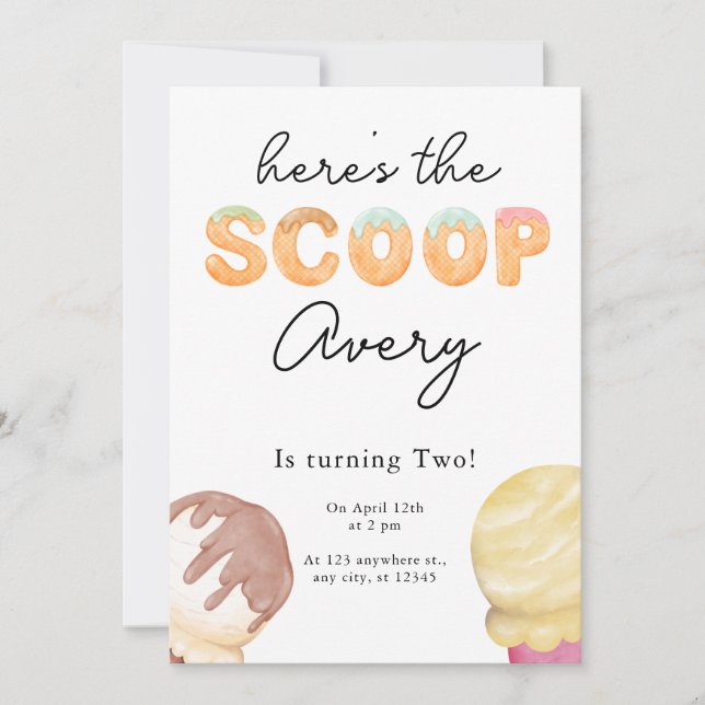 Invitación al cumpleaños del Fiesta Ice Cream (Anverso)