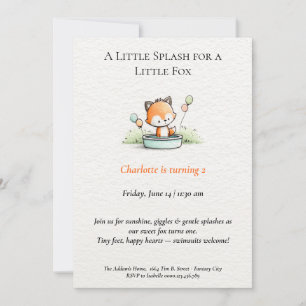 Invitación al cumpleaños del Fiesta Little Fox Poo