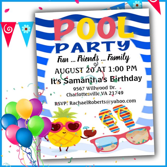 Invitación al cumpleaños del Fiesta Make Waves Poo (Subido por el creador)