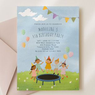 Invitación al cumpleaños del Fiesta Trampoline Gar