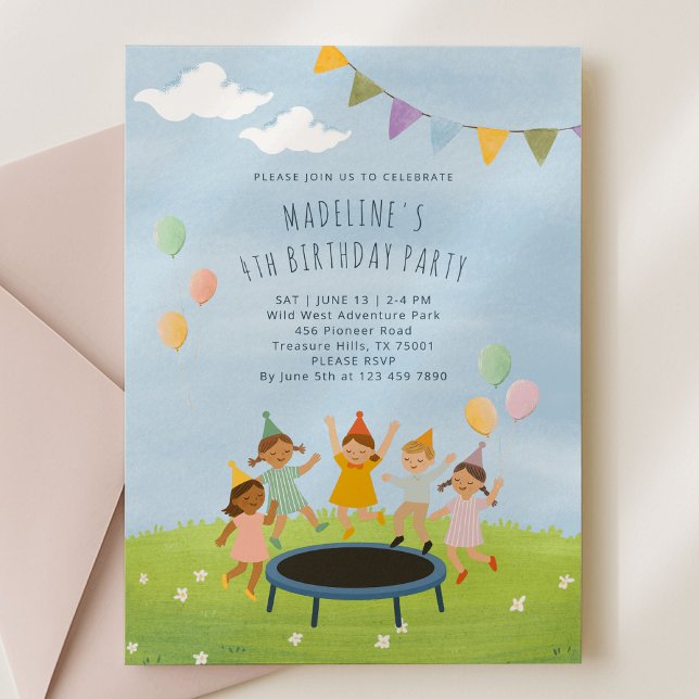 Invitación al cumpleaños del Fiesta Trampoline Gar (Subido por el creador)