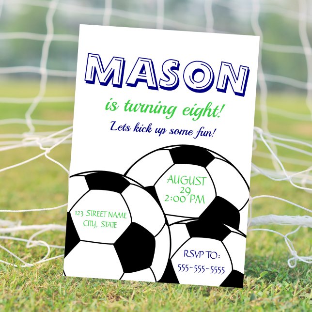 Invitación al cumpleaños del fútbol - Azul (Soccer Birthday Invitation - Blue)
