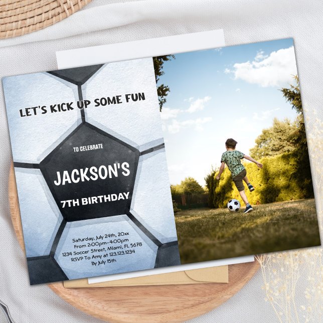 Invitación al cumpleaños del fútbol con foto (Full Soccer Birthday Invitations with photo)