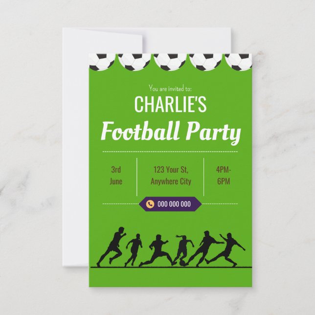 Invitación al cumpleaños del fútbol - Editable (Anverso)