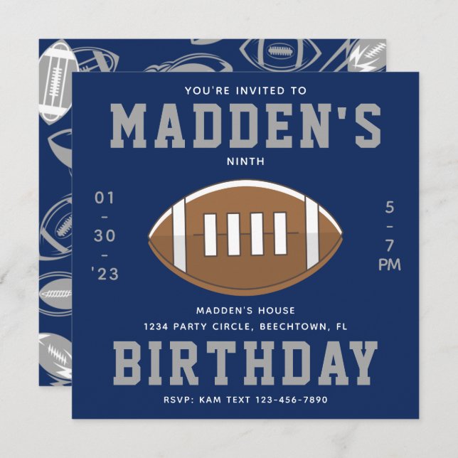 Invitación al cumpleaños del fútbol | Fiesta de fú (Anverso / Reverso)