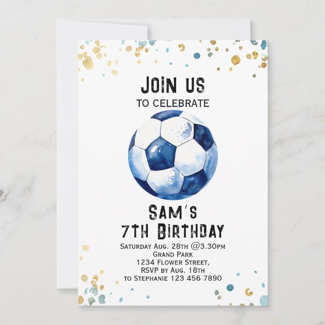 Invitación al cumpleaños del fútbol - Fiesta de fú (Anverso)
