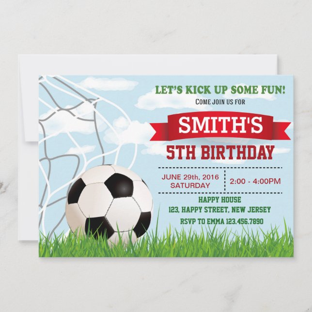 Invitación al cumpleaños del fútbol. Invitación de (Anverso)