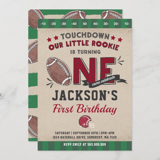 Invitación al cumpleaños del fútbol primer cumplea (Anverso / Reverso)